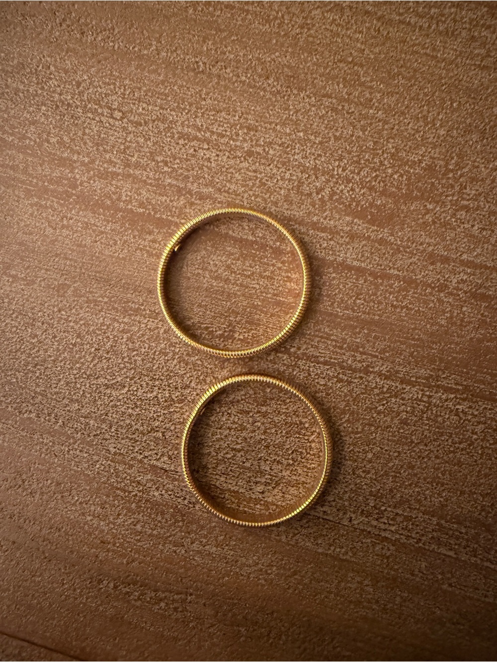 Gold Ribbed Double Bangle Bracelet - Picture 5 of 5